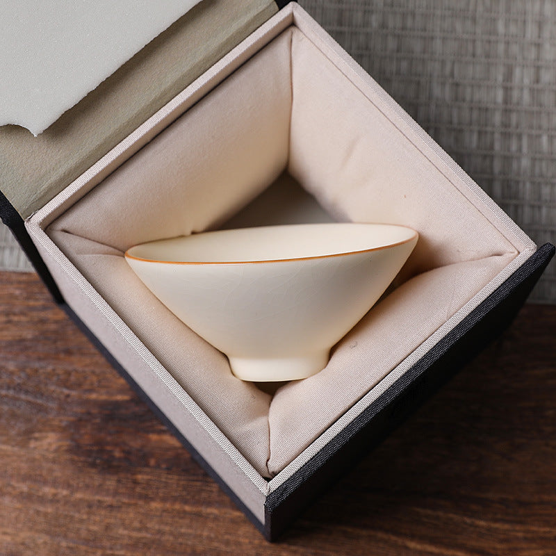 Bamboo-hat Type Cup Ceramic Tea Bowl