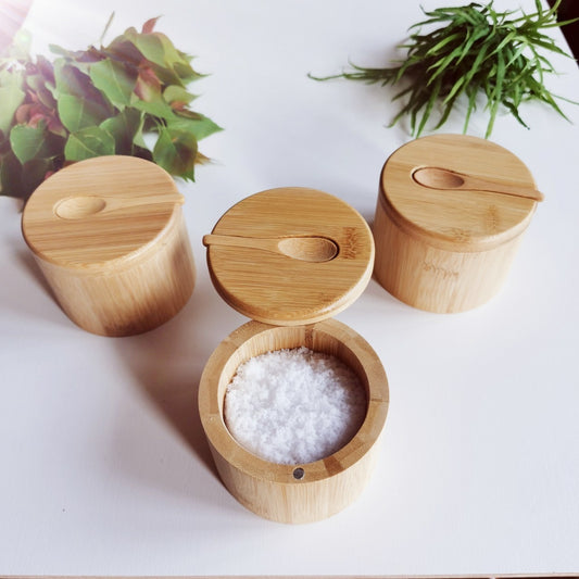 Bamboo Seasoning Jar Condiment Dispenser Container