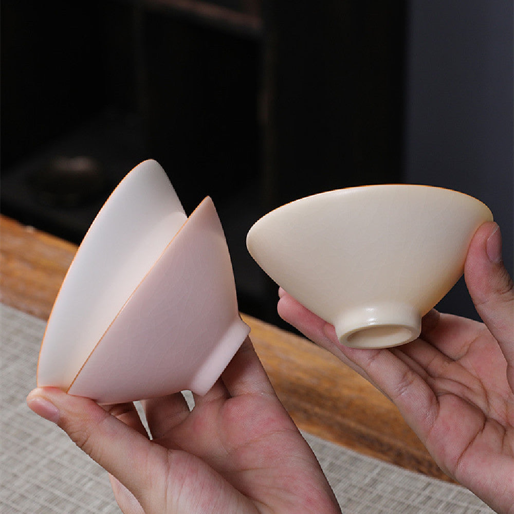 Bamboo-hat Type Cup Ceramic Tea Bowl