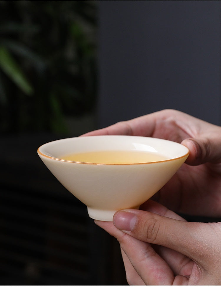 Bamboo-hat Type Cup Ceramic Tea Bowl