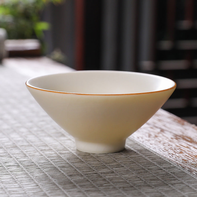 Bamboo-hat Type Cup Ceramic Tea Bowl